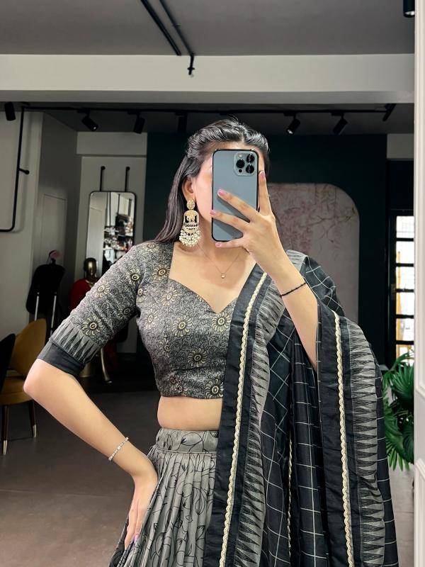 ISHANYA 01 Tasar Silk GRY Traditional lehenga choli shops in Pune